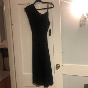 Midi length black dress